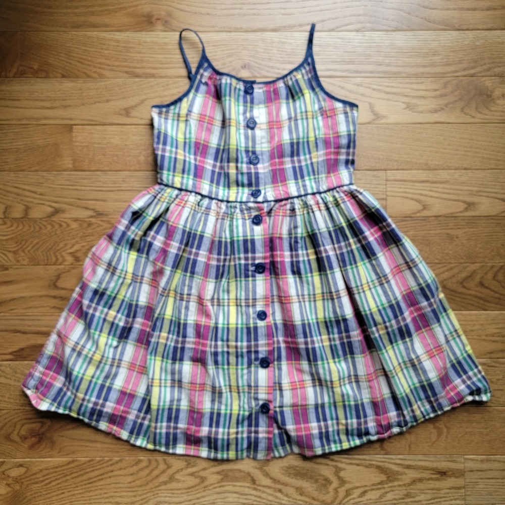 Polo Ralph Lauren Girls Size 12 Plaid Multicolor Sleeveless Square Neck Sundress